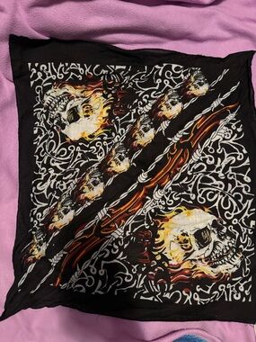 Black Skull & Flame Bandana bandana